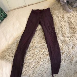Burgundy pleather pants